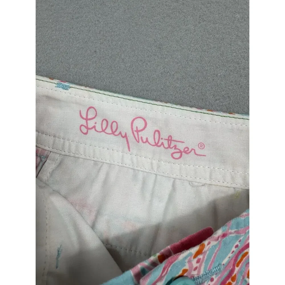 Lilly Pulitzer Buttercup Scallop Hem Shorts Size 6 Blue Pink Jelly’s Be Jammin - Picture 6 of 15